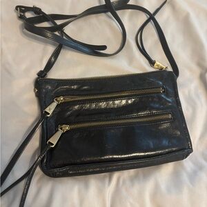 Elegant Black Leather HOBO Crossbody Bag